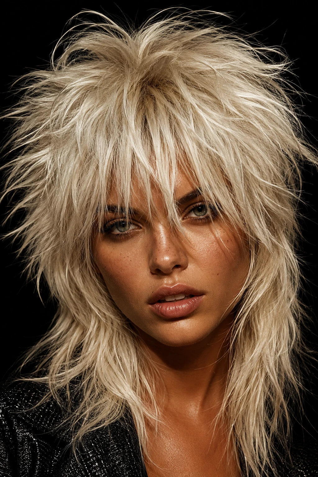 Rockstar Platinum Blonde Shag Mullet