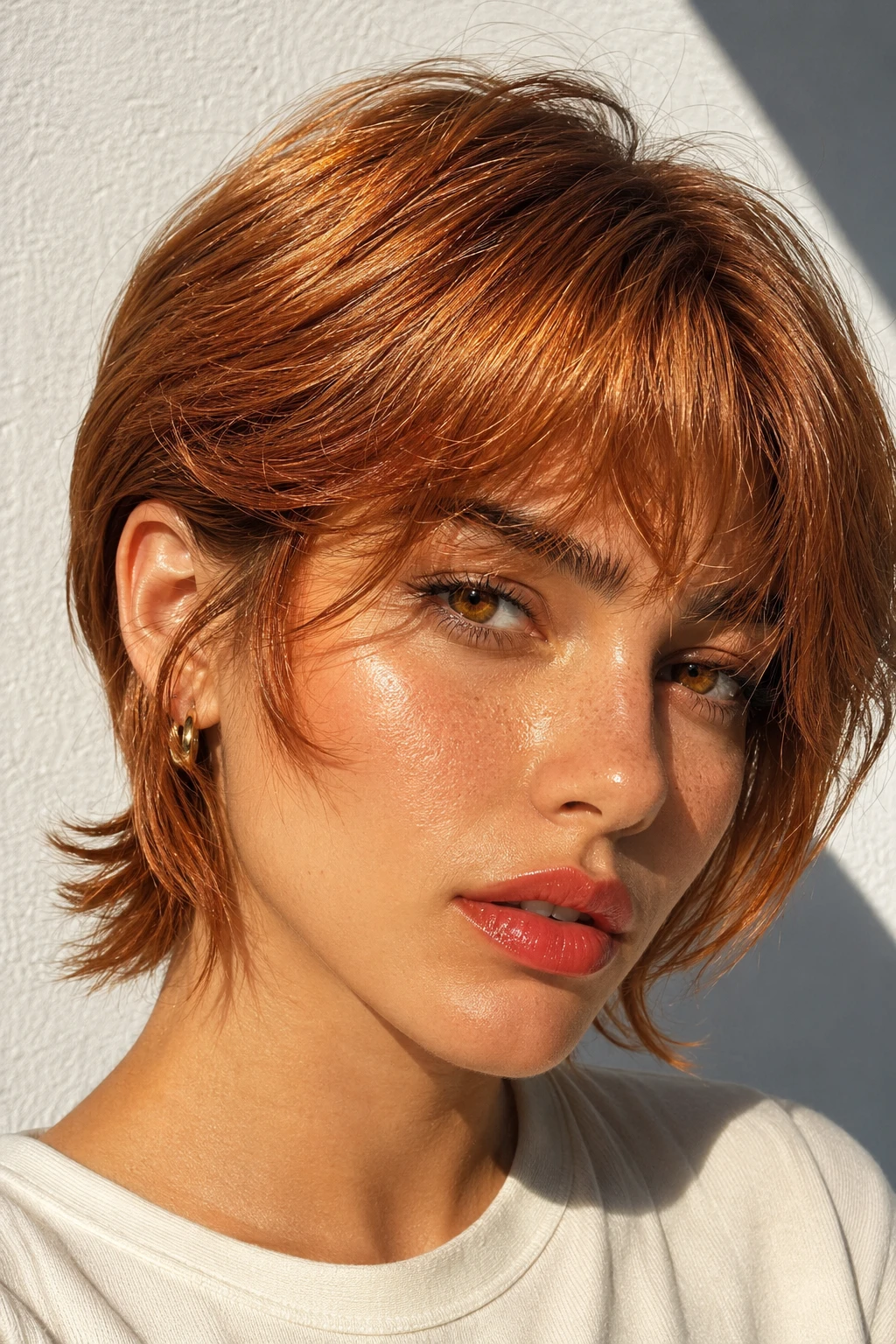 Copper Red Sleek Bob Mullet
