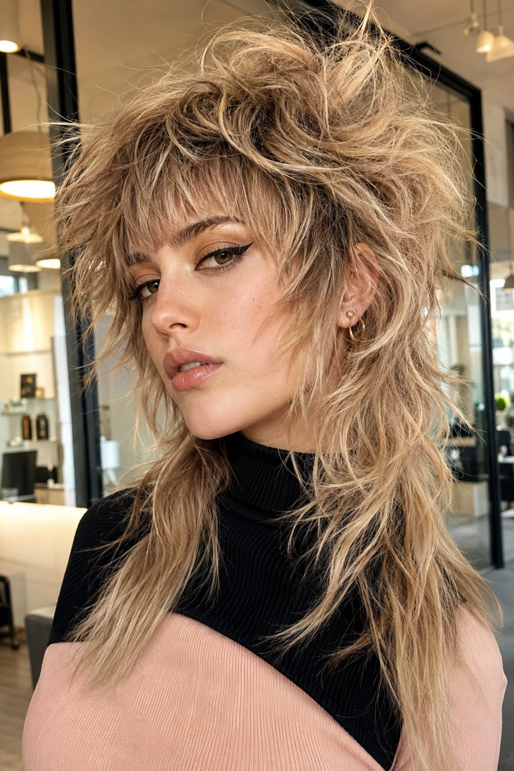 Golden Blonde Textured Wolf Shag Mullet