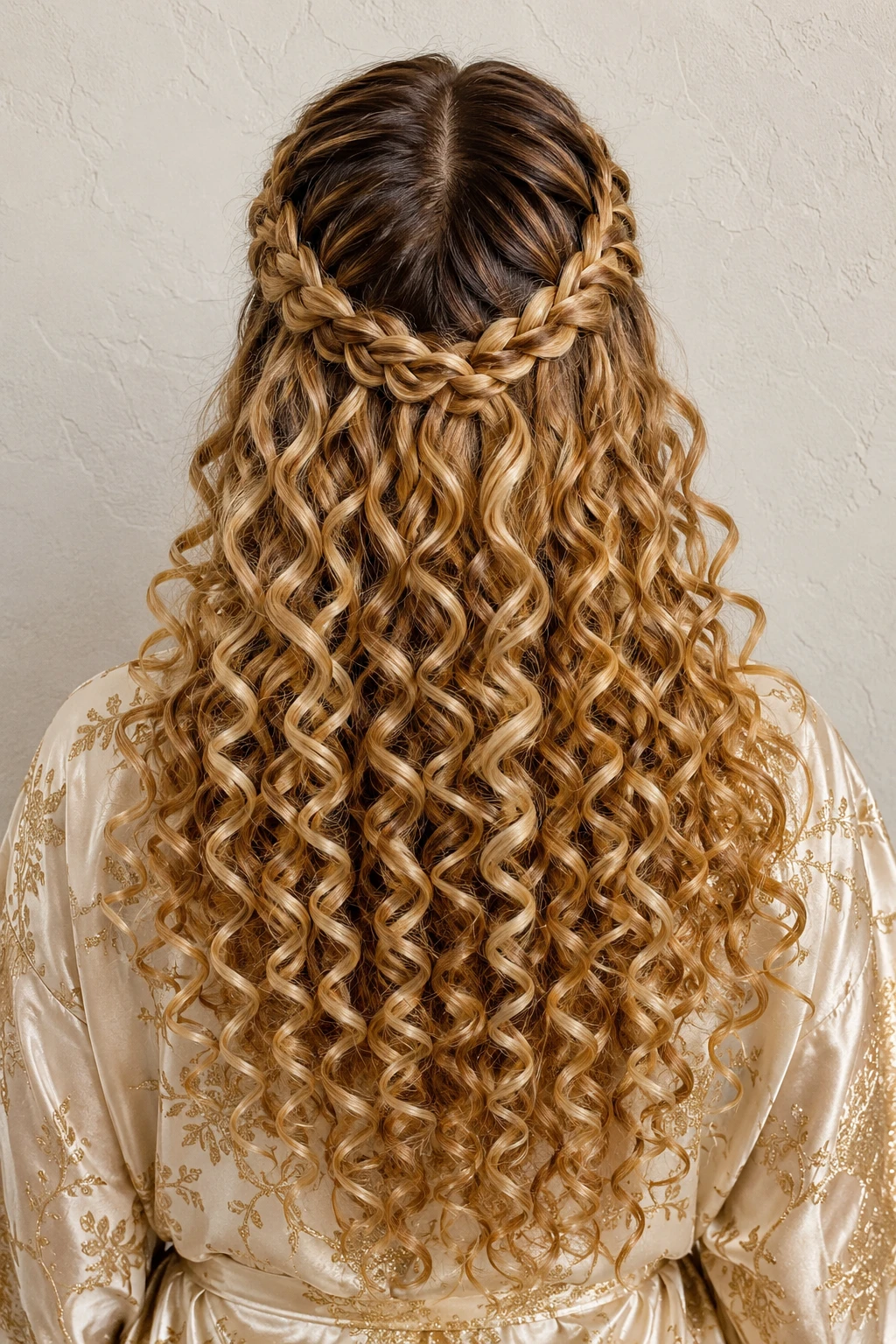 Double Braided Crown with Golden Curls