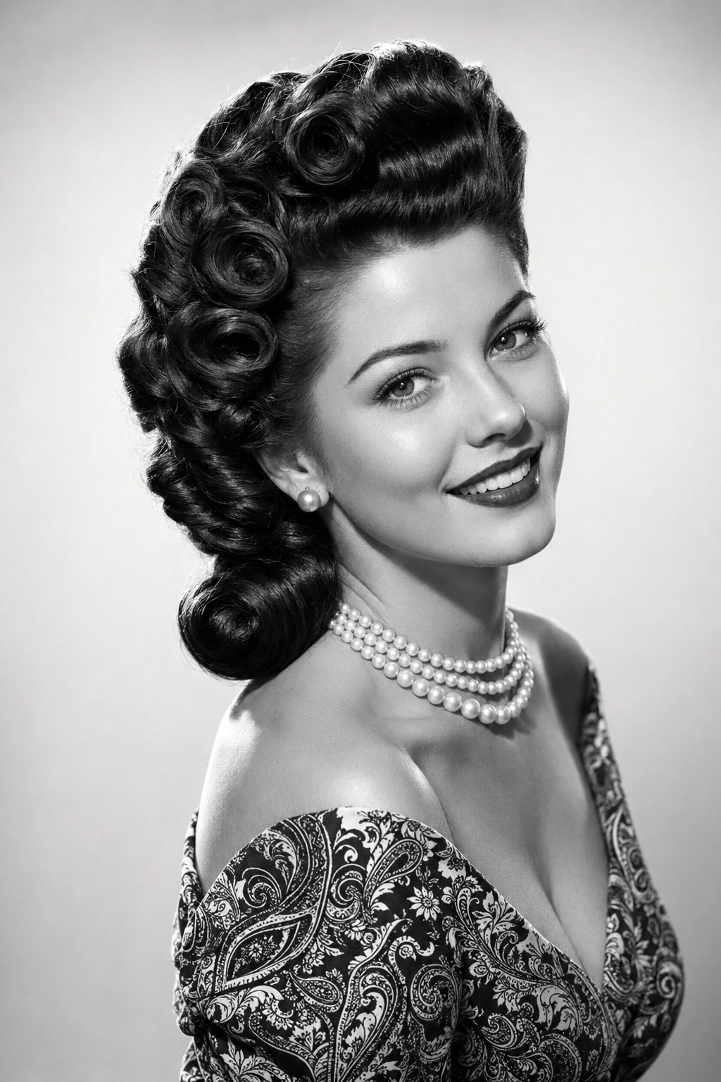 Victory Rolls with a Sculpted Pompadour