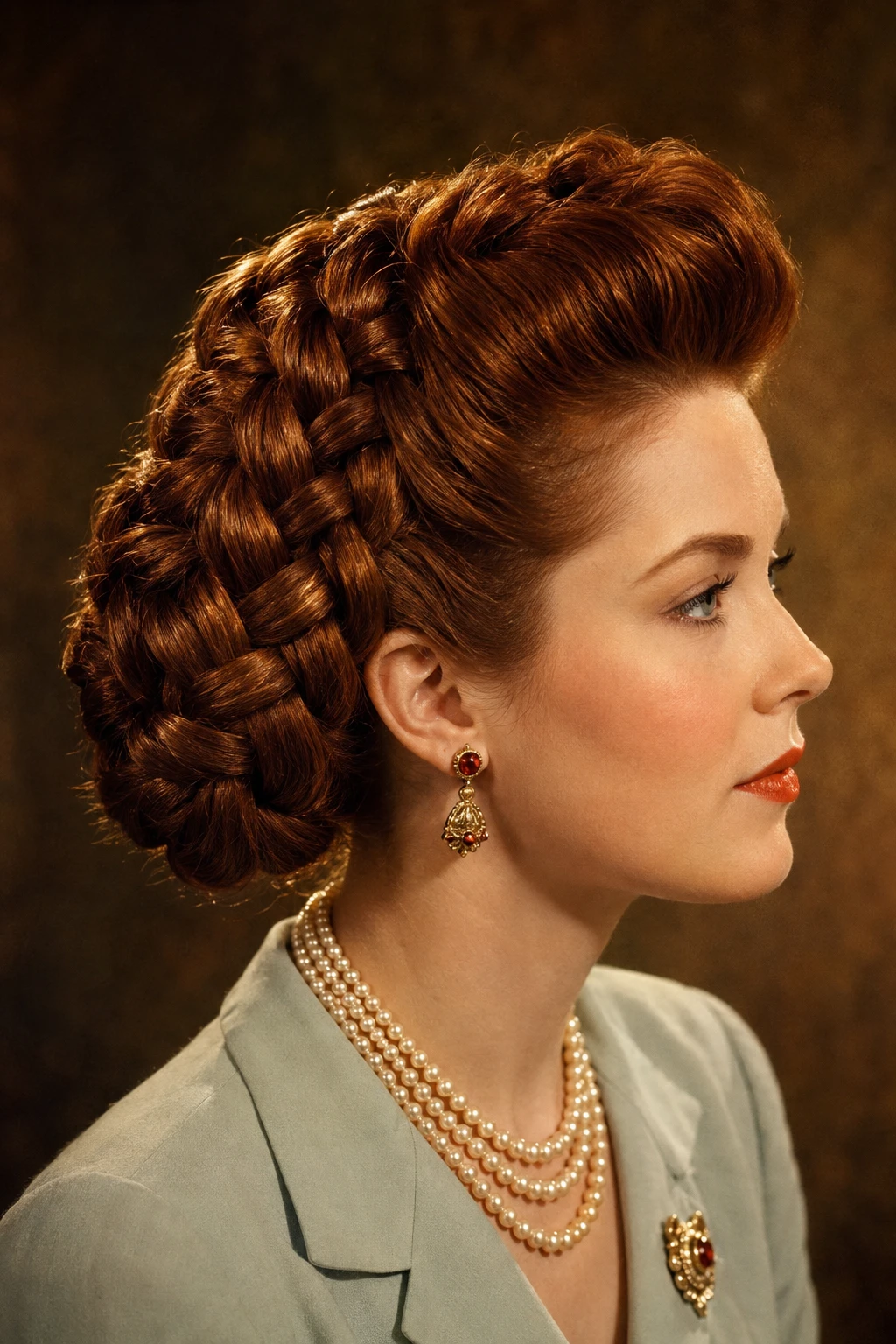 Woven Basket Braid Updo with Pompadour Front