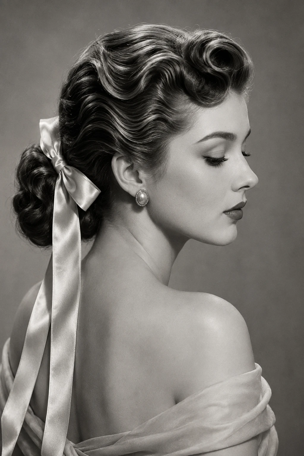Finger Wave Updo with Satin Ribbon Bow