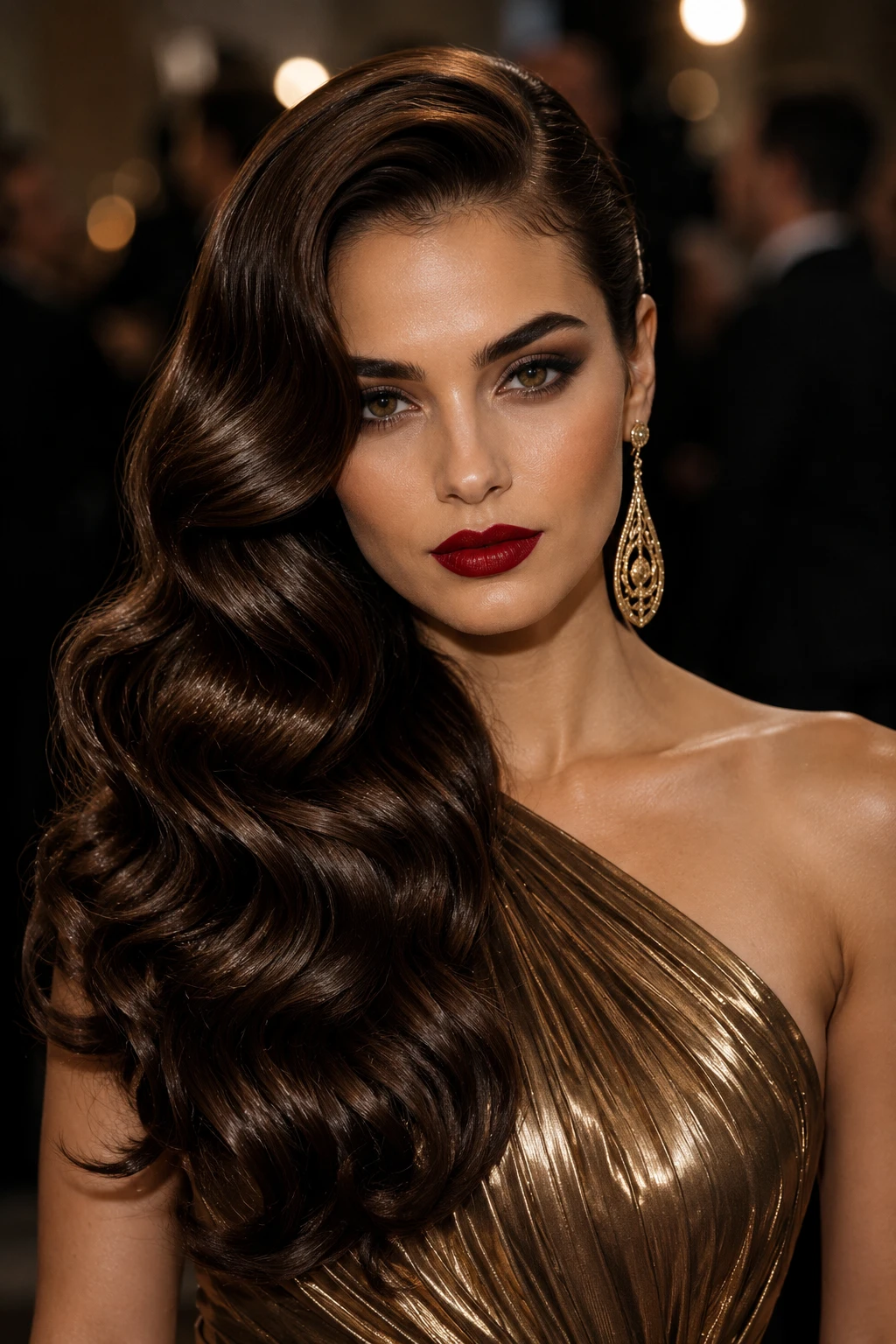 Sleek Side Part with Cascading Waves
