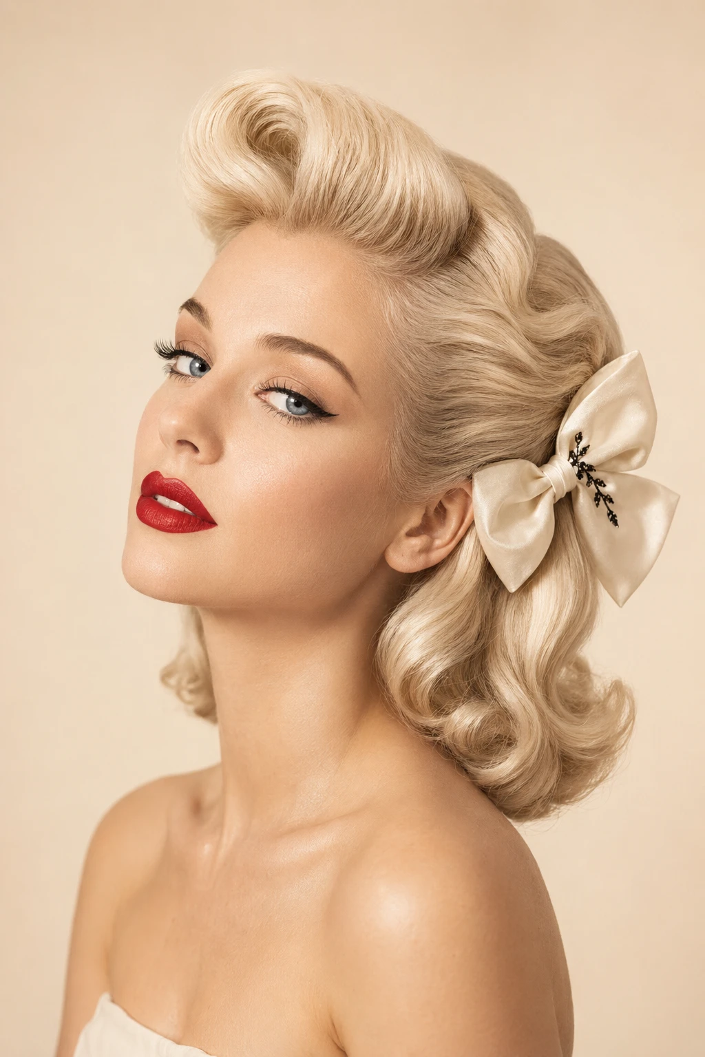 Bombshell Bangs with Satin Bow Curls