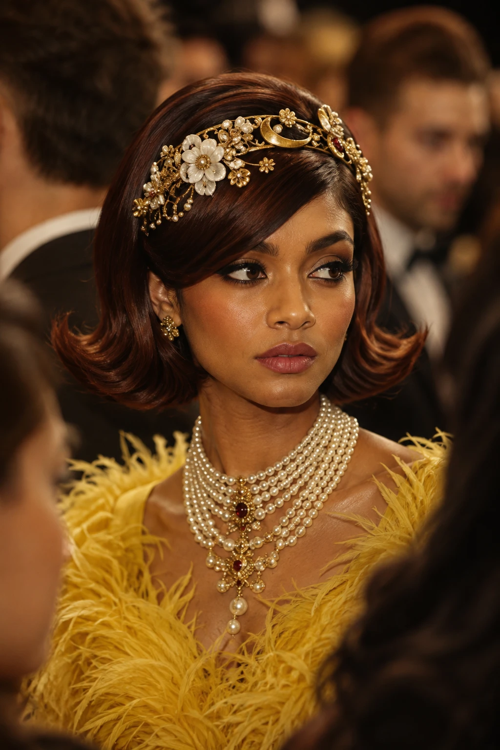 Flipped Bob with Jeweled Headband