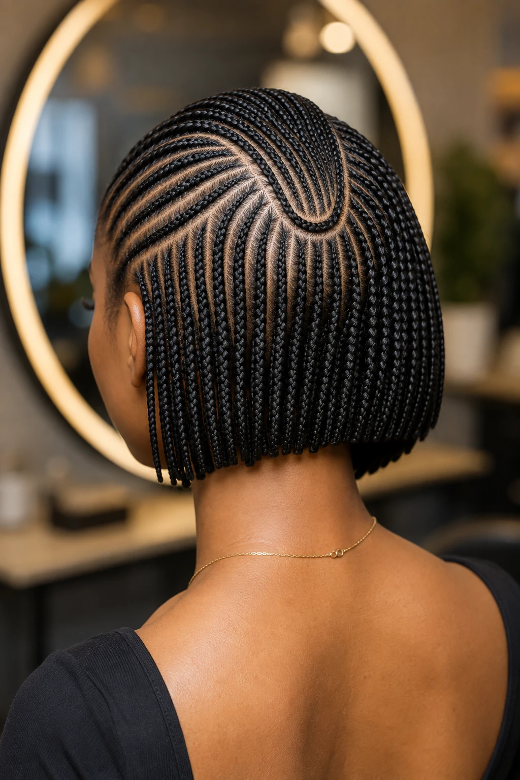 Spiral Cornrow Bob with Blunt Ends