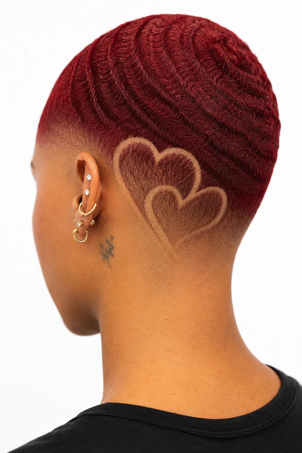 Burgundy Waves with Heart Design Undercut