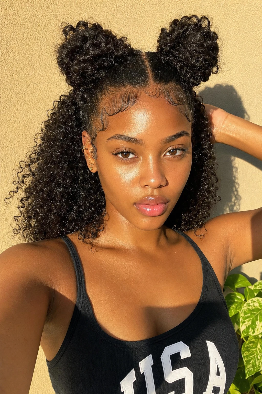 Curly Space Buns with Loose Ends