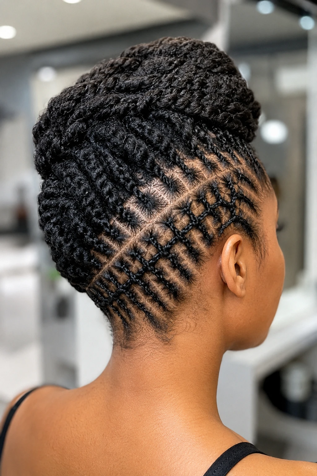 Diamond Grid Twist Bun with Textured Crown