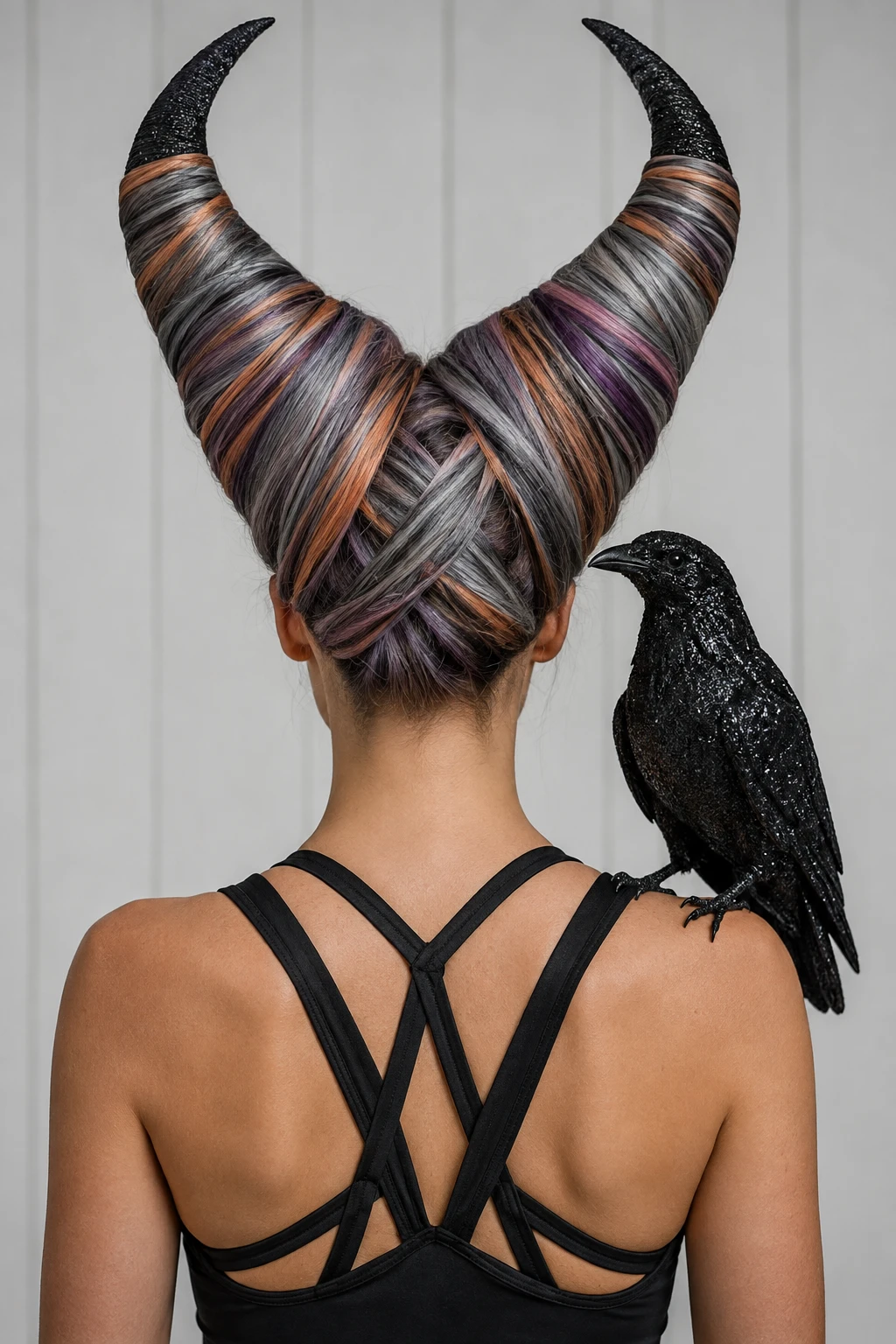 Braided Multicolor Demon Horns Updo