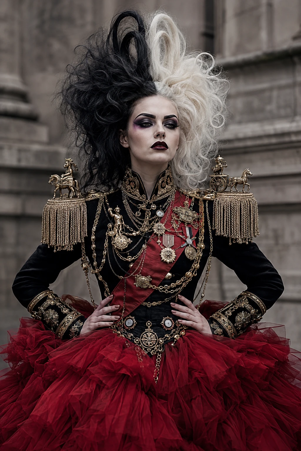 Cruella-Inspired Split Volume Updo