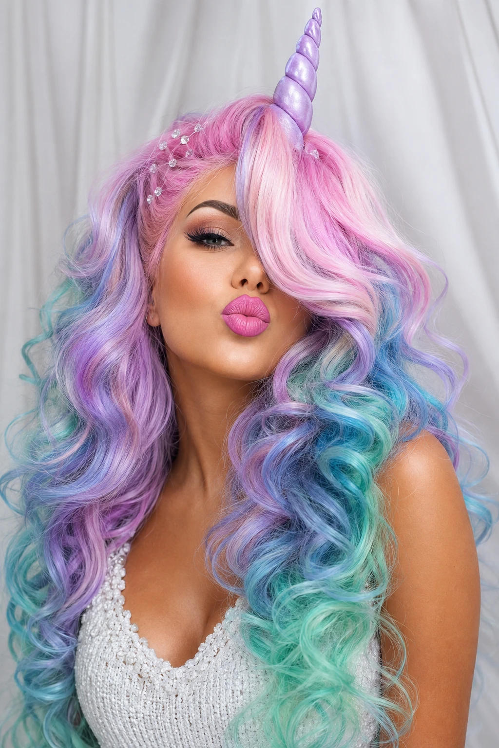 Pastel Unicorn Curls with Horn Headband