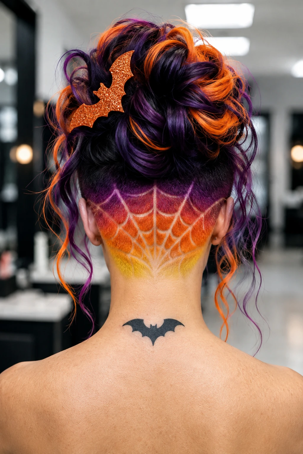 Spiderweb Undercut Bun with Bat Clip