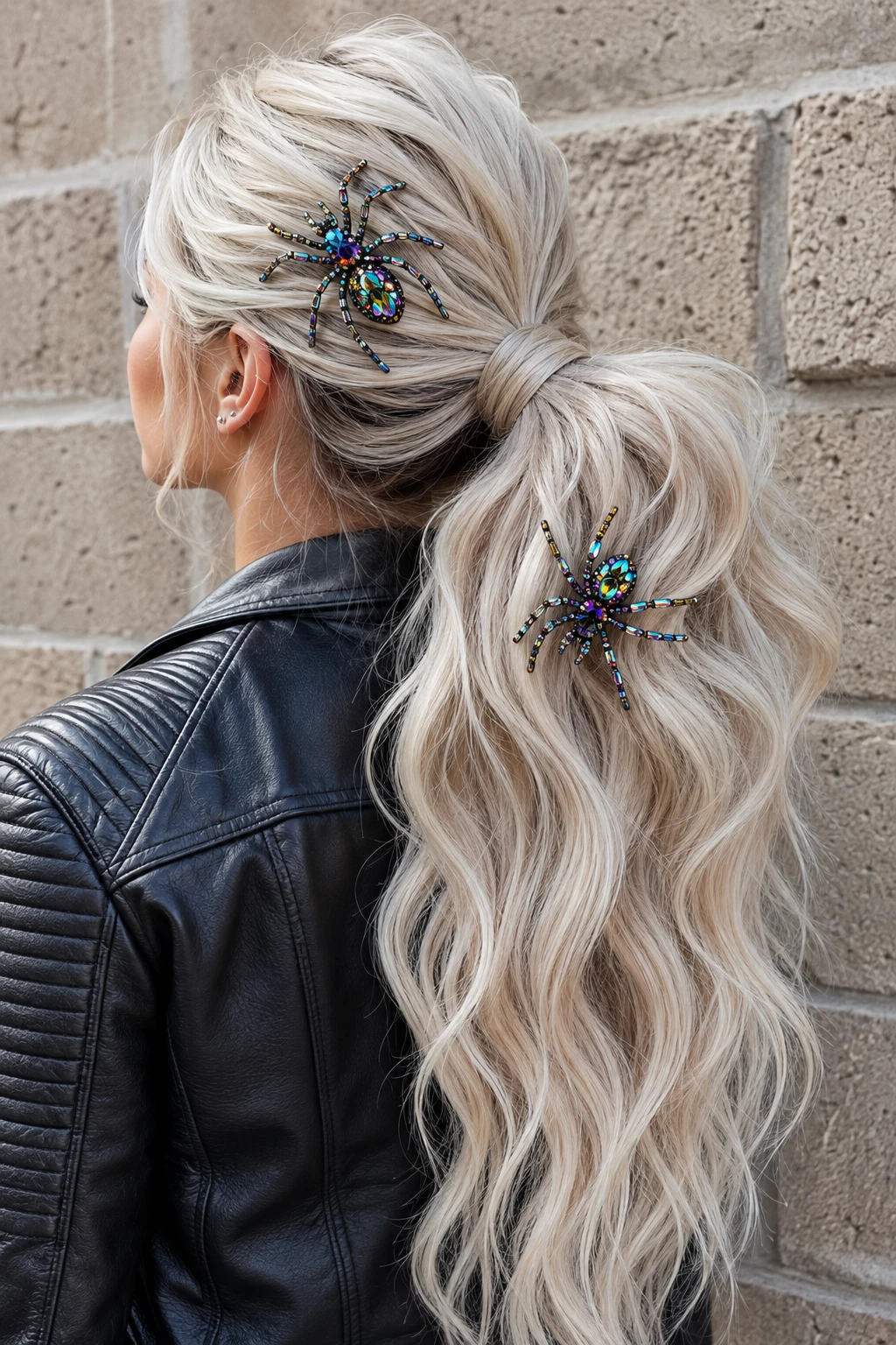 Jeweled Spider Half Up Ponytail
