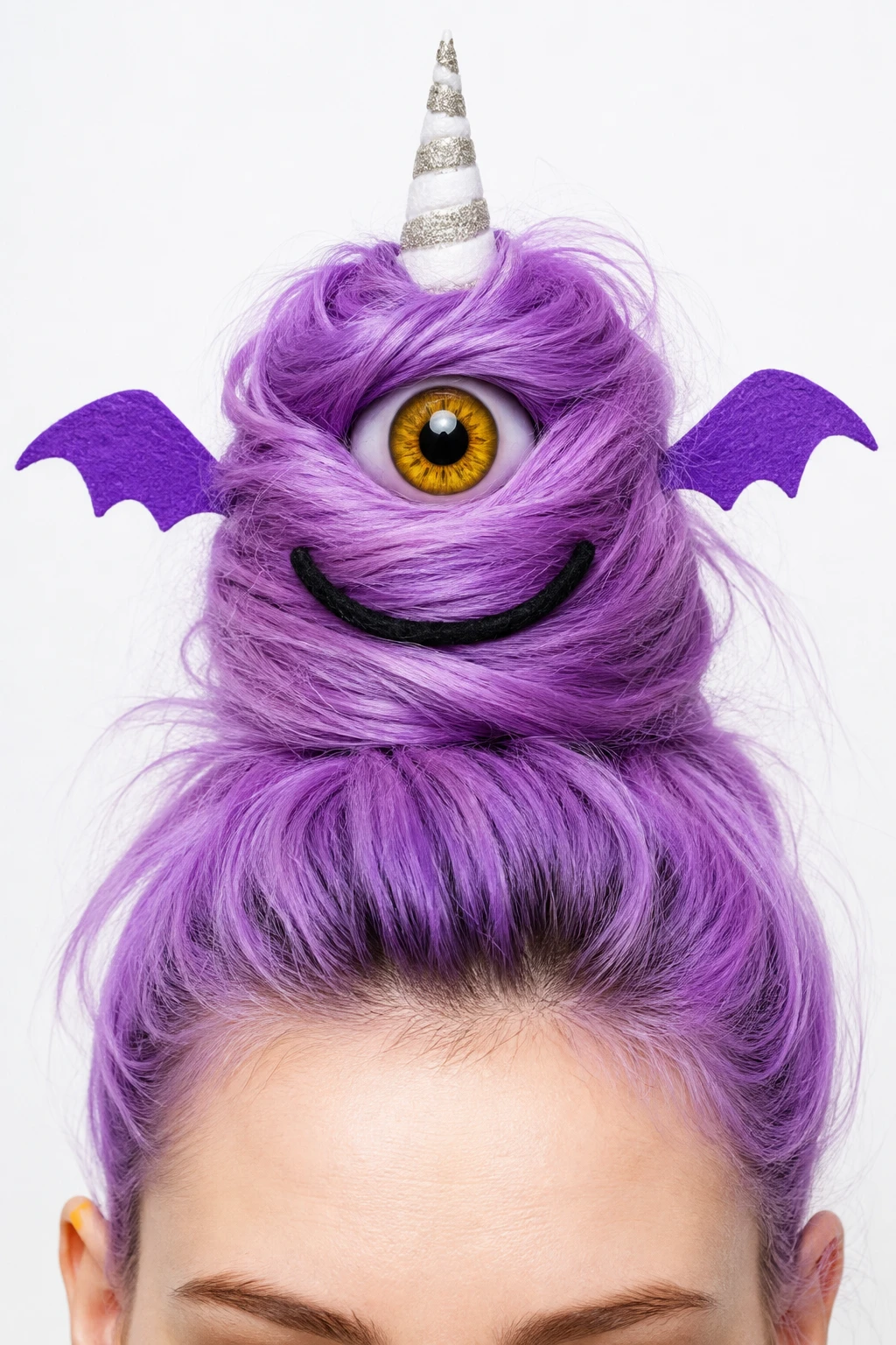 Purple Unicorn Monster Bun Hairstyle