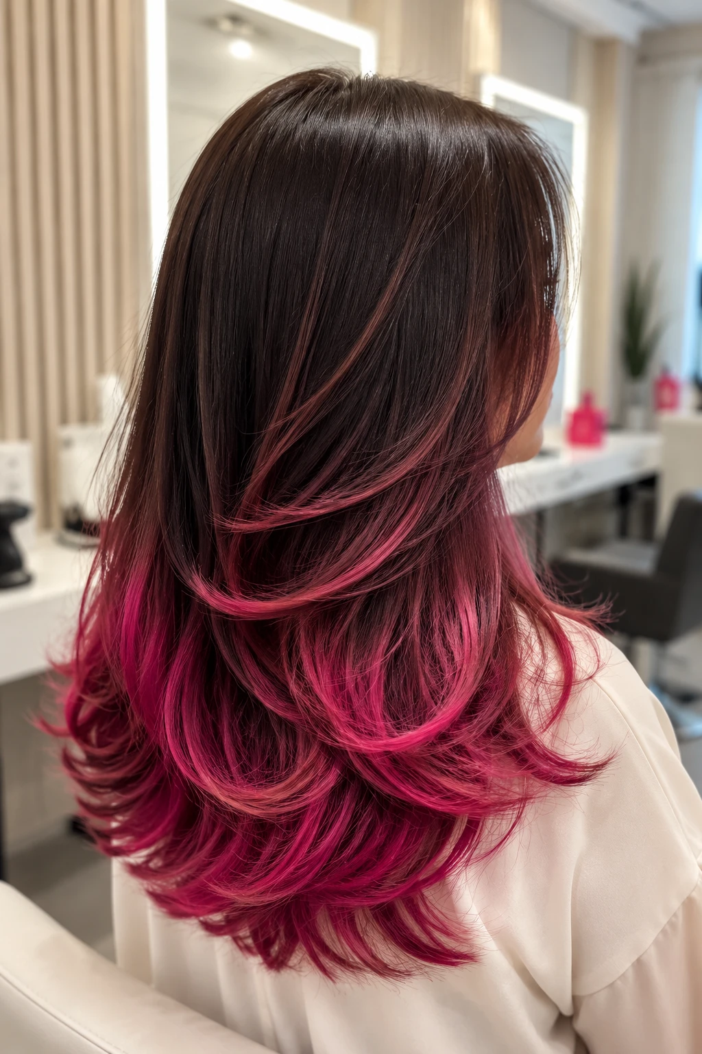 Chocolate Brown to Magenta Pink Ombré