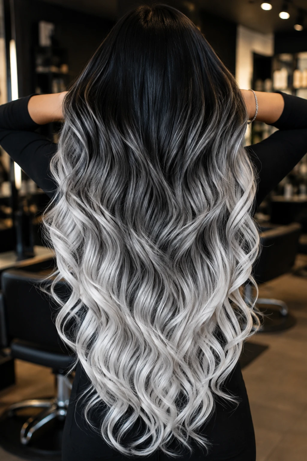 Jet Black to Silver Ash Ombré