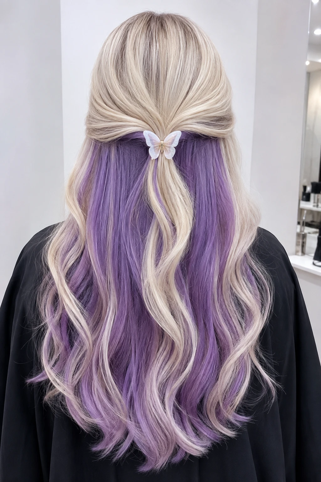 Blonde and Lavender Peekaboo Hair