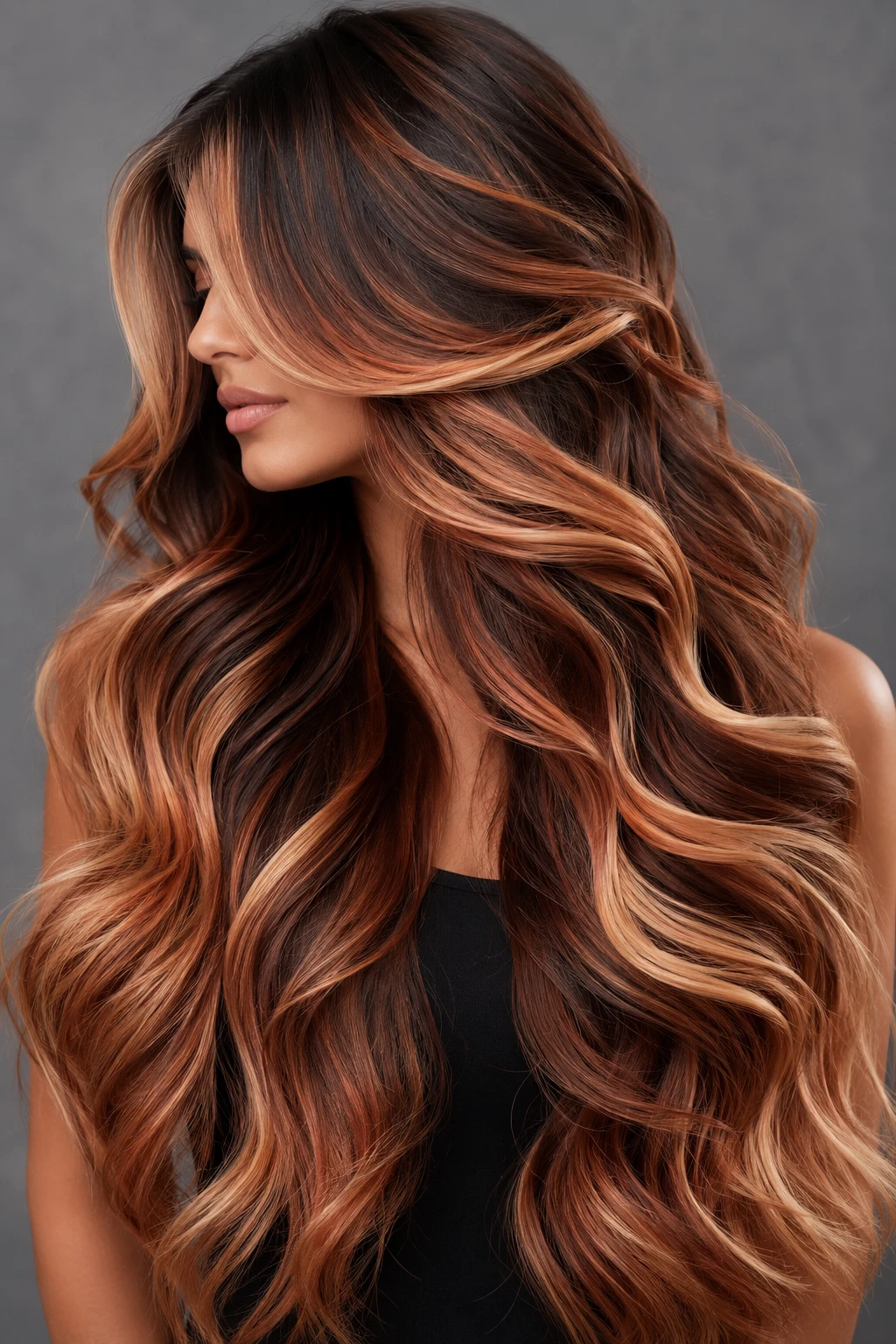 Copper Caramel Balayage Waves