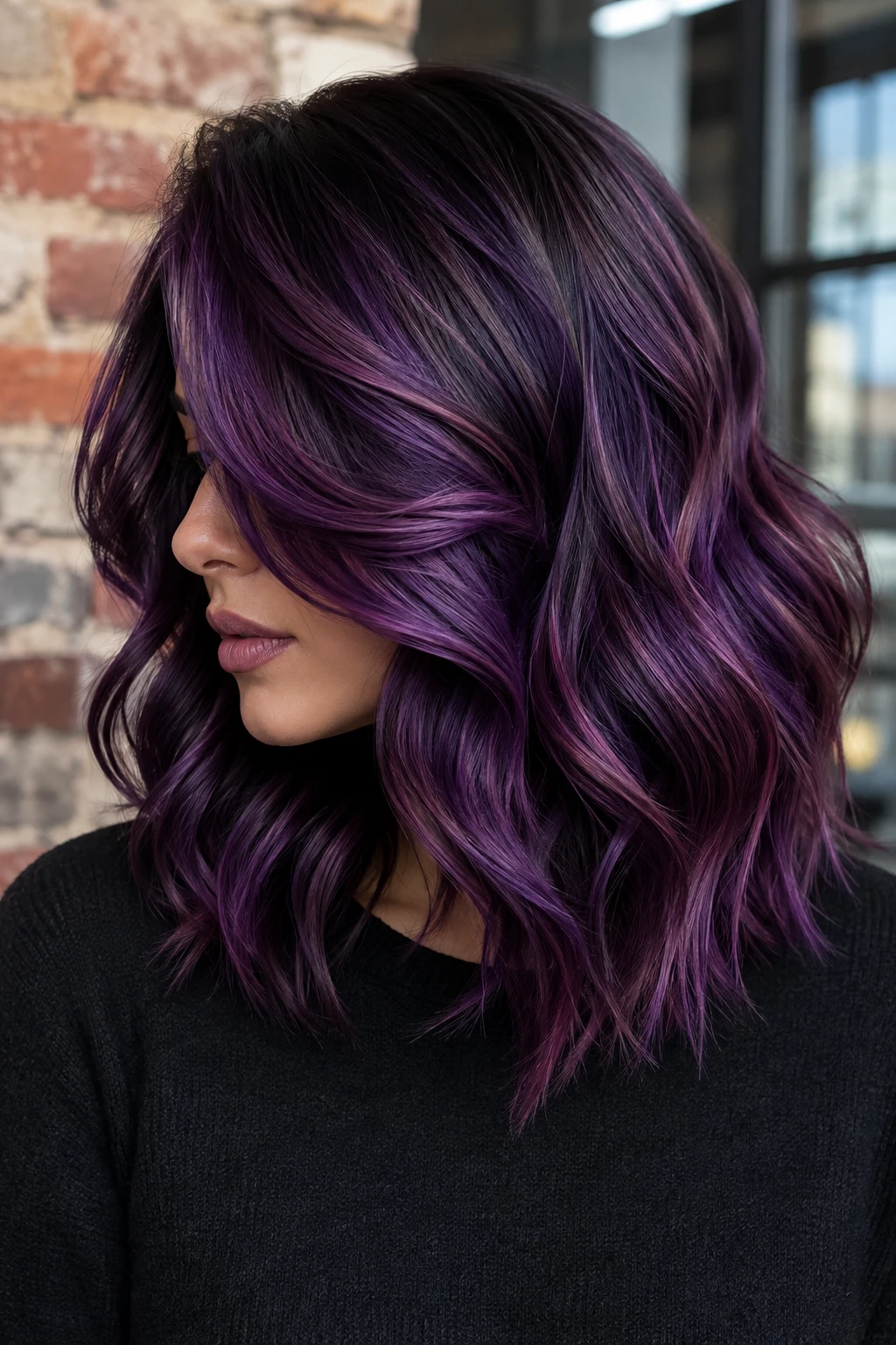 Deep Plum Wavy Bob