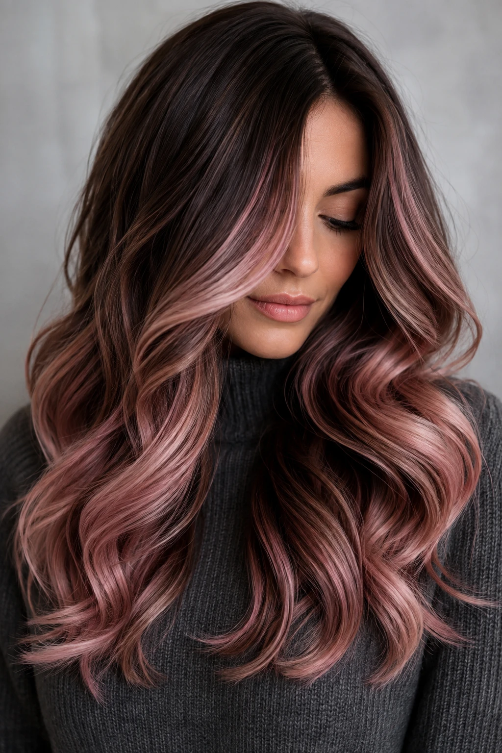 Rose Gold Balayage Waves