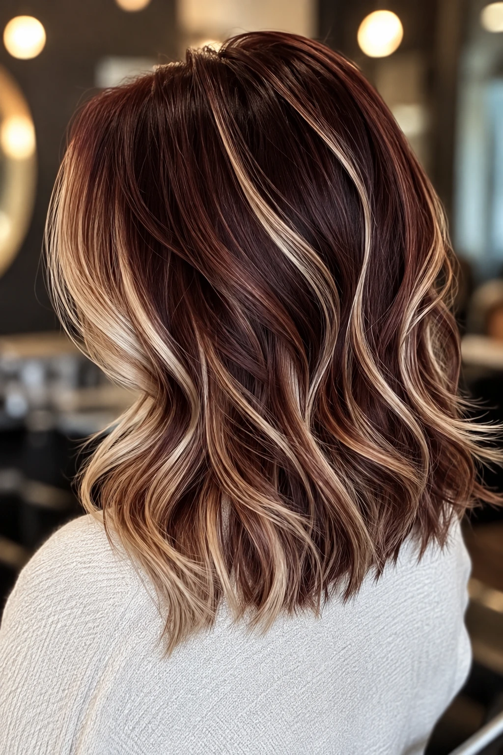 Mahogany and Caramel Highlighted Bob