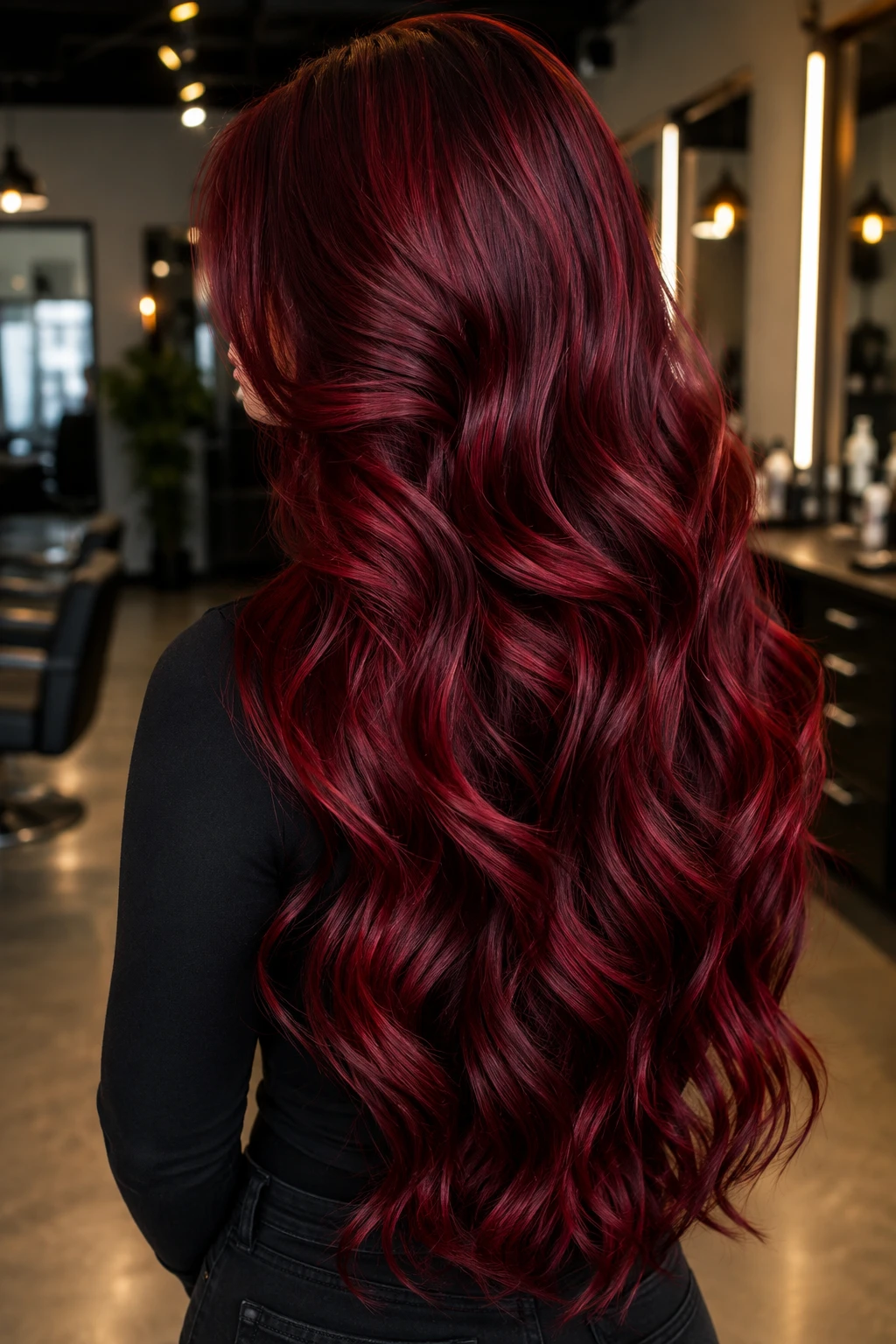 Vivid Wine Red Waves