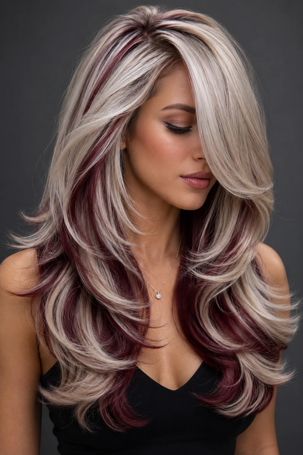 Platinum Blonde with Merlot Peekaboo