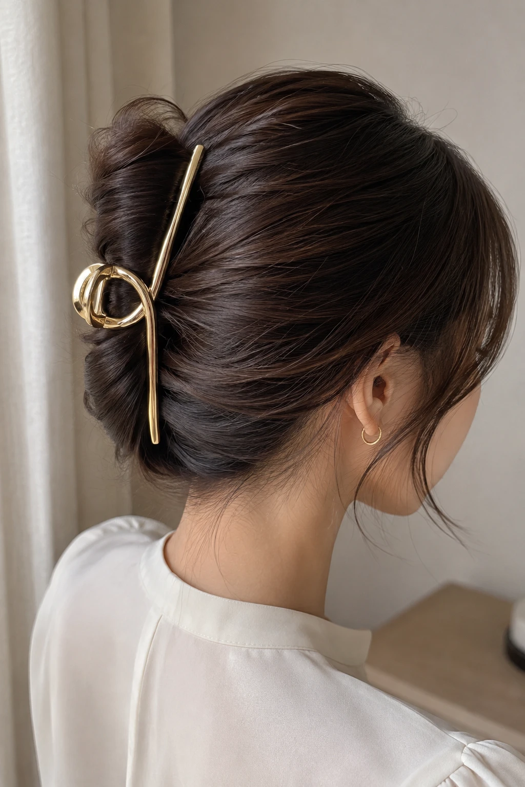 Modern Gold Spiral Twisted Bun Claw Clip