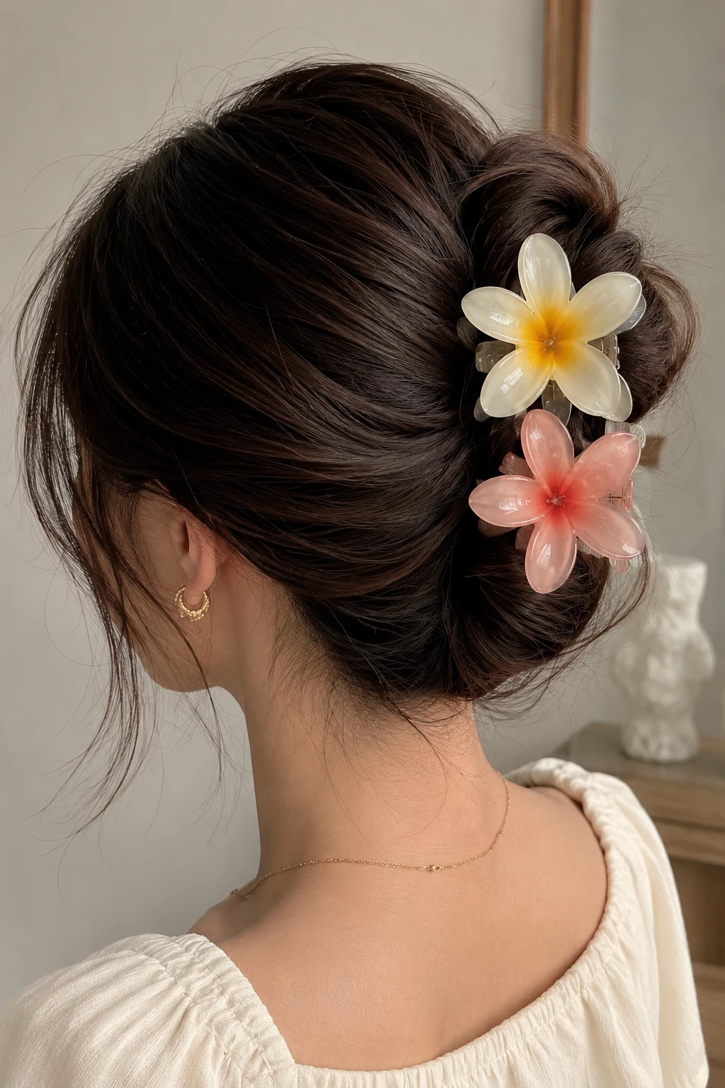 Tropical Plumeria French Twist Claw Clip