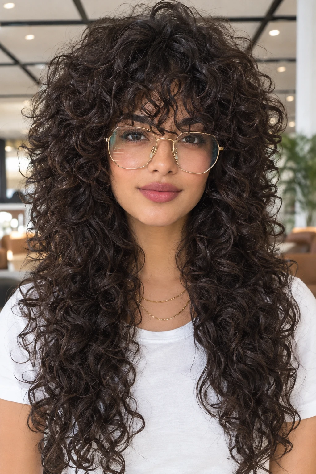 Curly Wolf Cut with Full Fringe