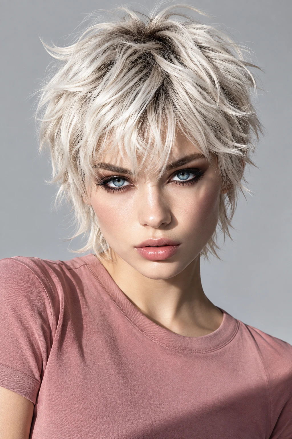Short Platinum Pixie Wolf Cut