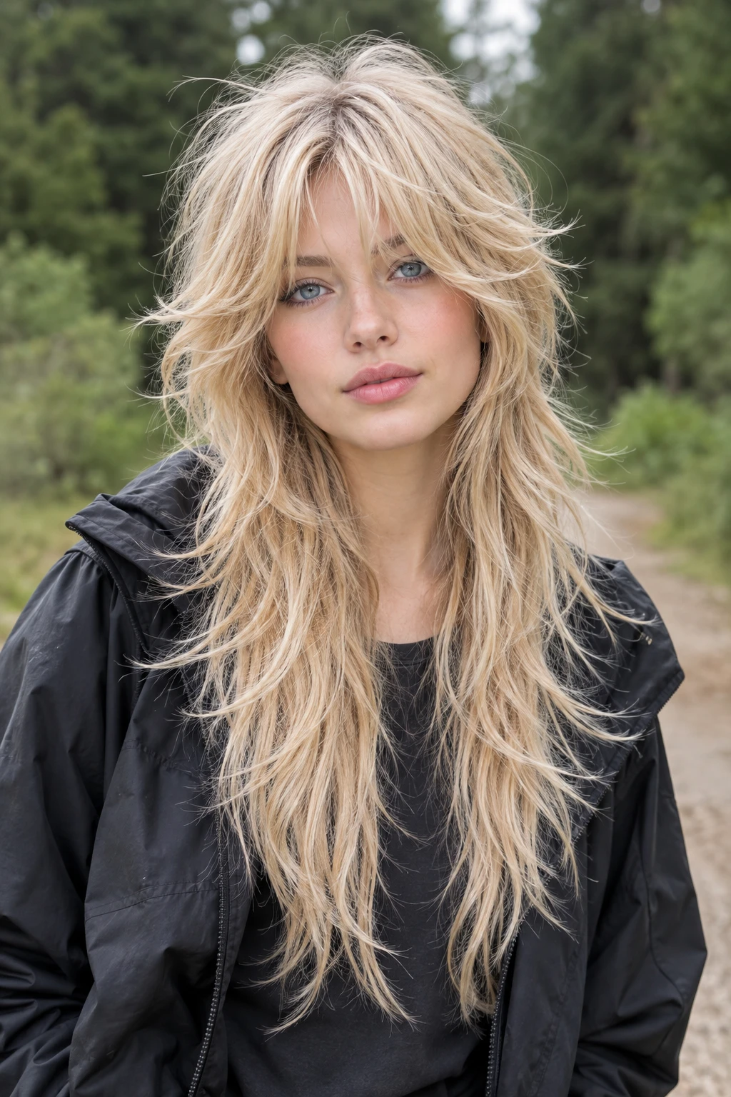 Windswept Golden Blonde Wolf Cut with Long Layers