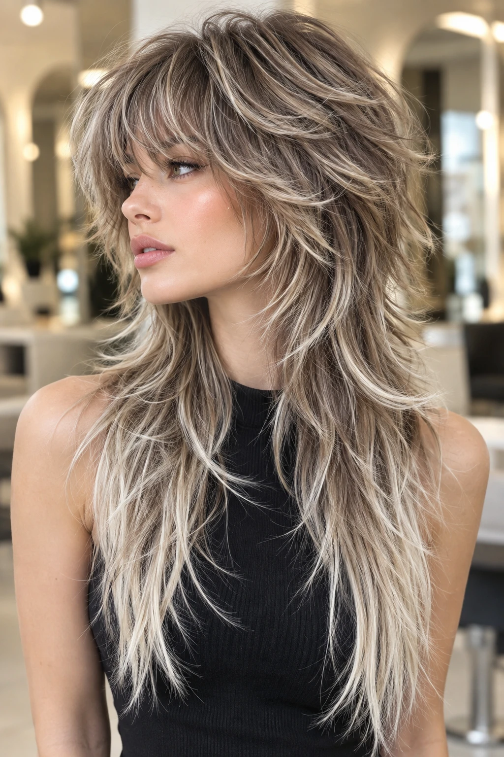 Salon Chic Wolf Cut with Face-Framing Highlights