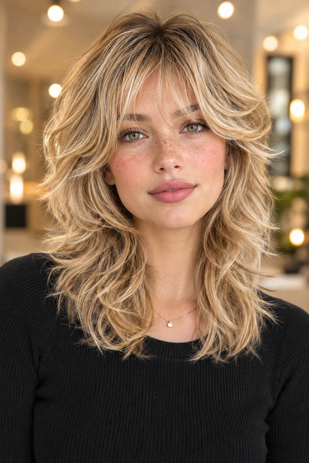Honey Blonde Wolf Cut with Soft Waves