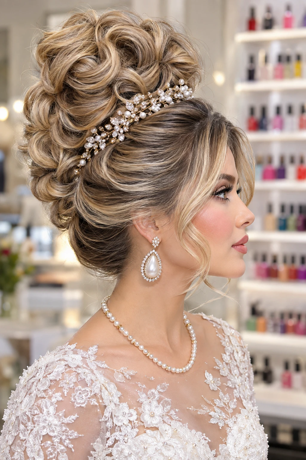 Rhinestone Crown Braided Chignon