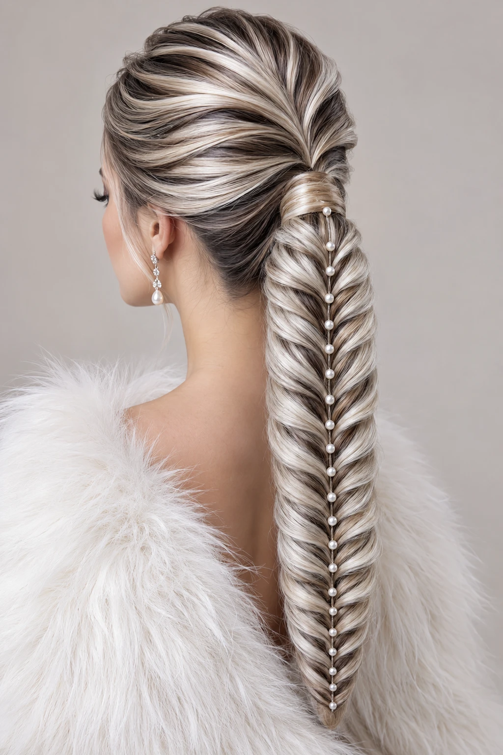 Pearl Chain Fishtail Ponytail
