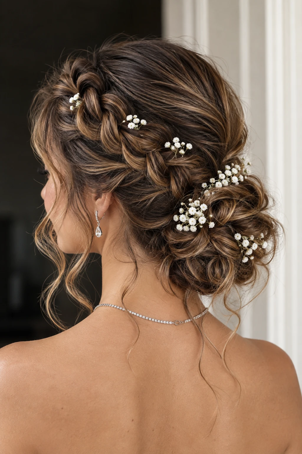 Braided Updo with Baby's Breath