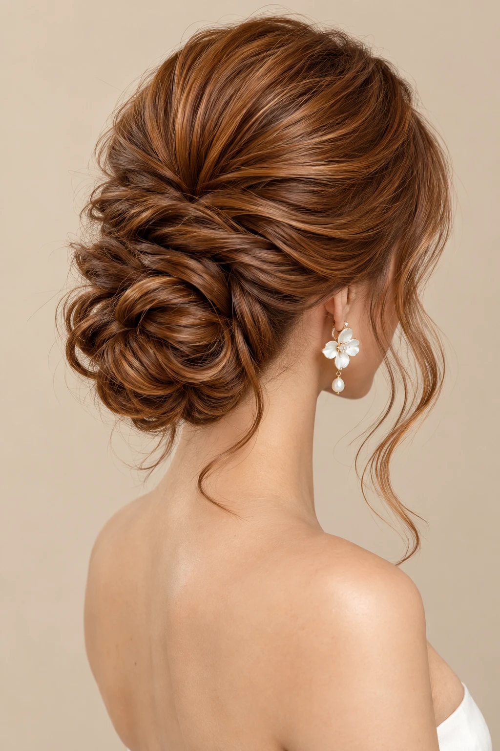 Twisted Low Bun with Copper Waves