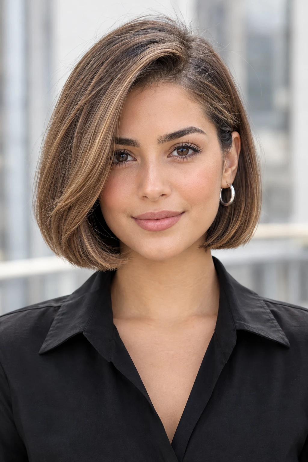 Chin Length Bob with Side Swept Part