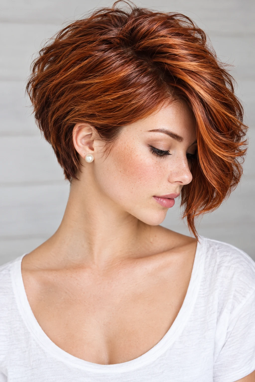 Copper Red Stacked Bob with Volume