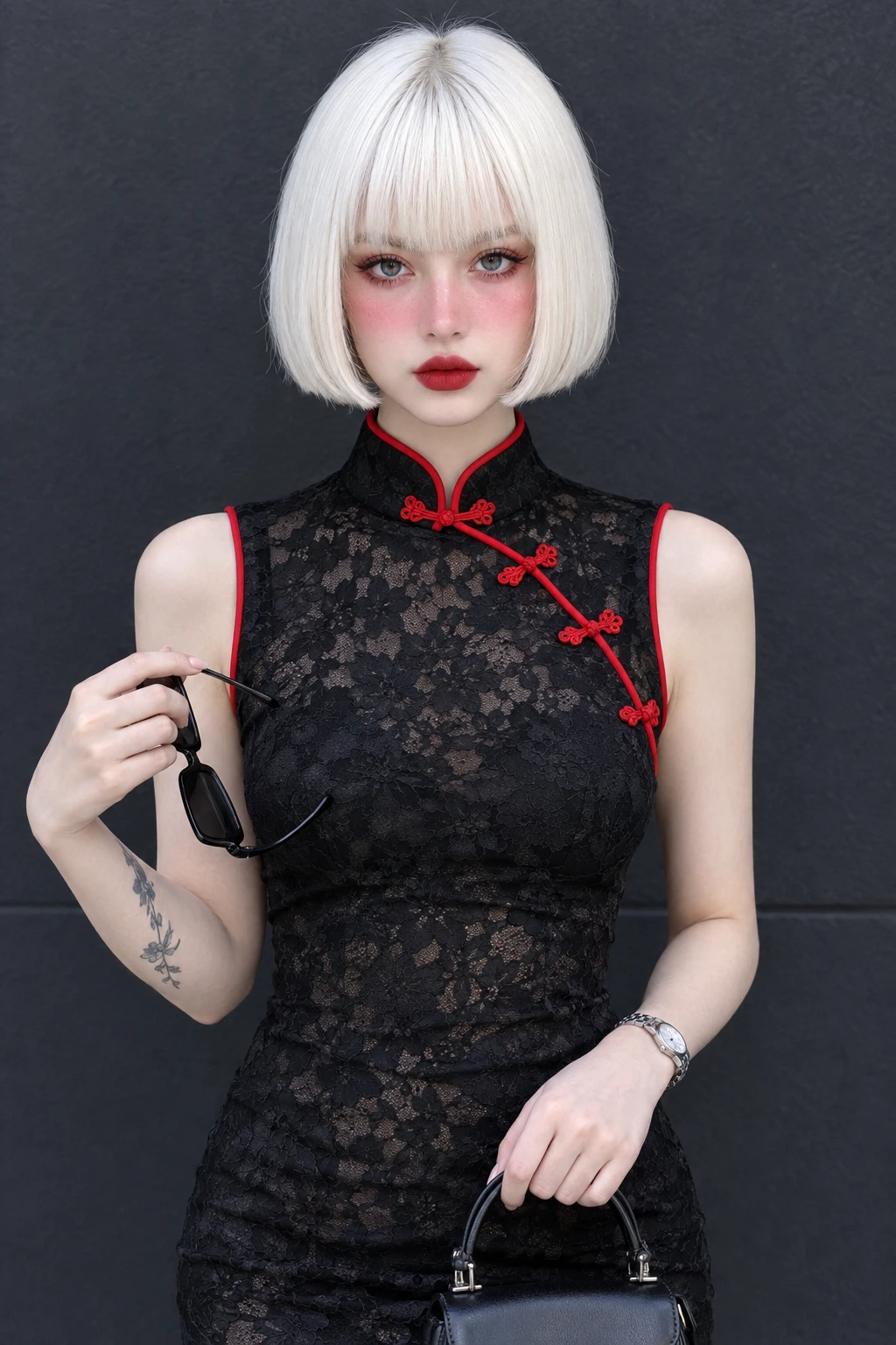 Platinum White Blunt Bob with Full Fringe