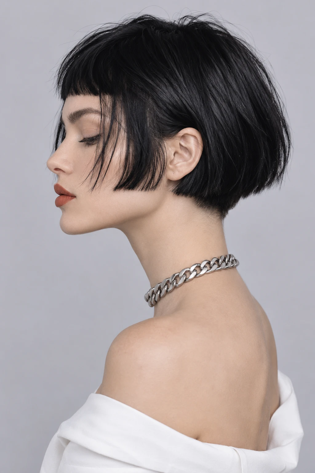 Jet Black Cropped Bob with Micro Bangs