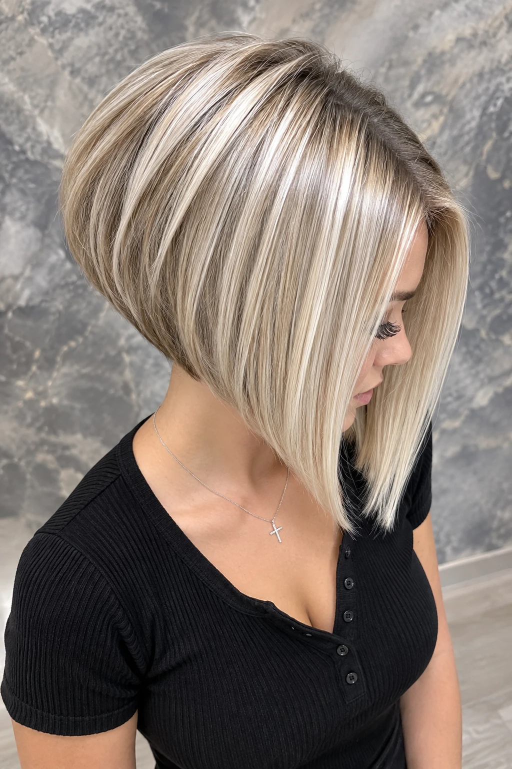 Sleek Angled Bob with Dimensional Blonde