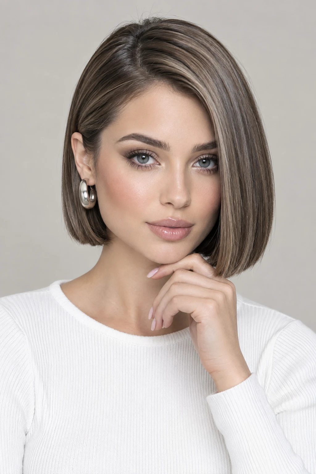 Ash Blonde Bob with Silver Highlights