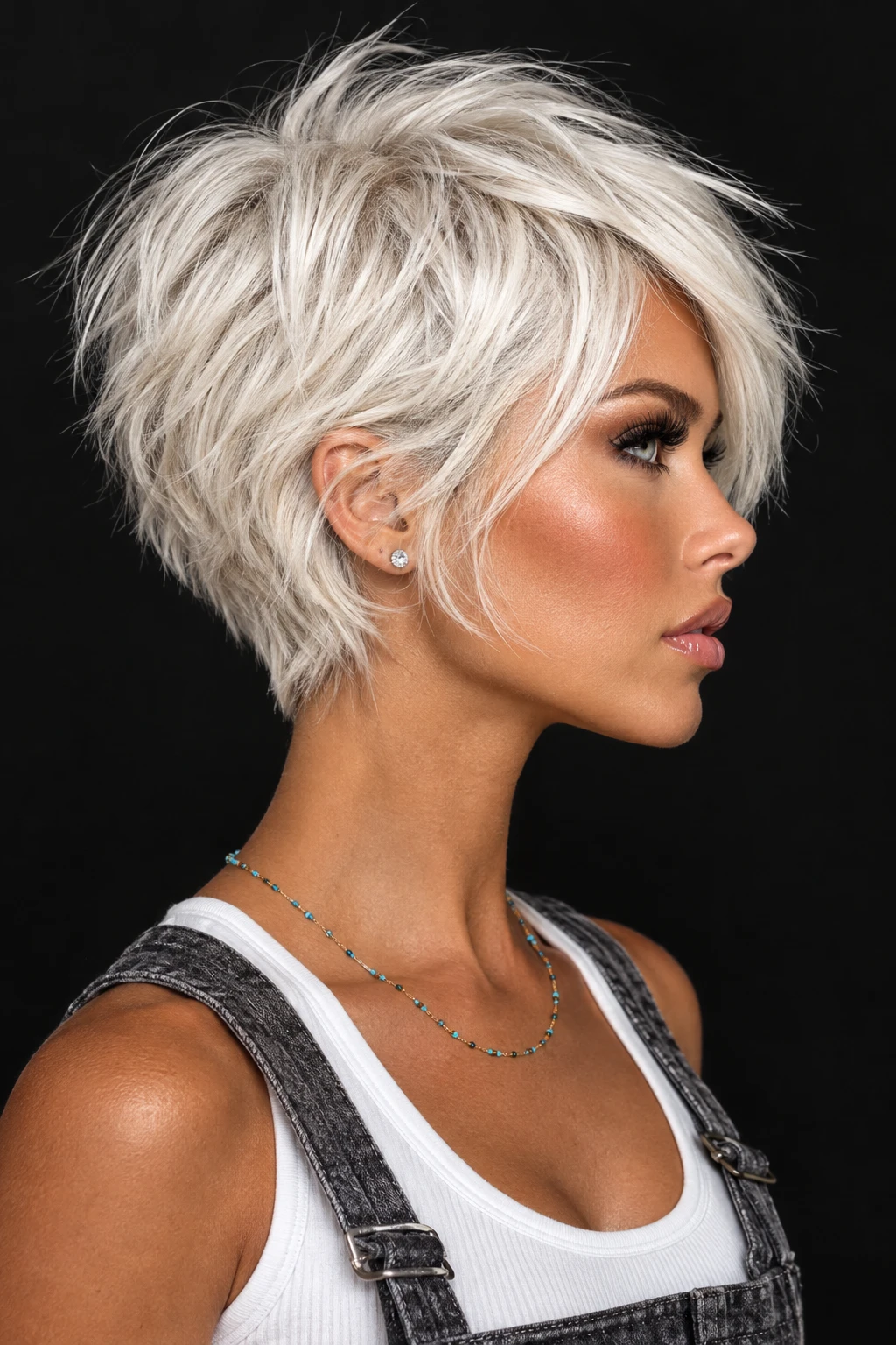 Icy Platinum Bixie with Face-Framing Layers