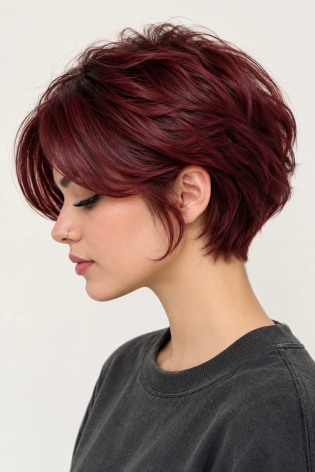 Deep Merlot Bixie with Curtain Fringe