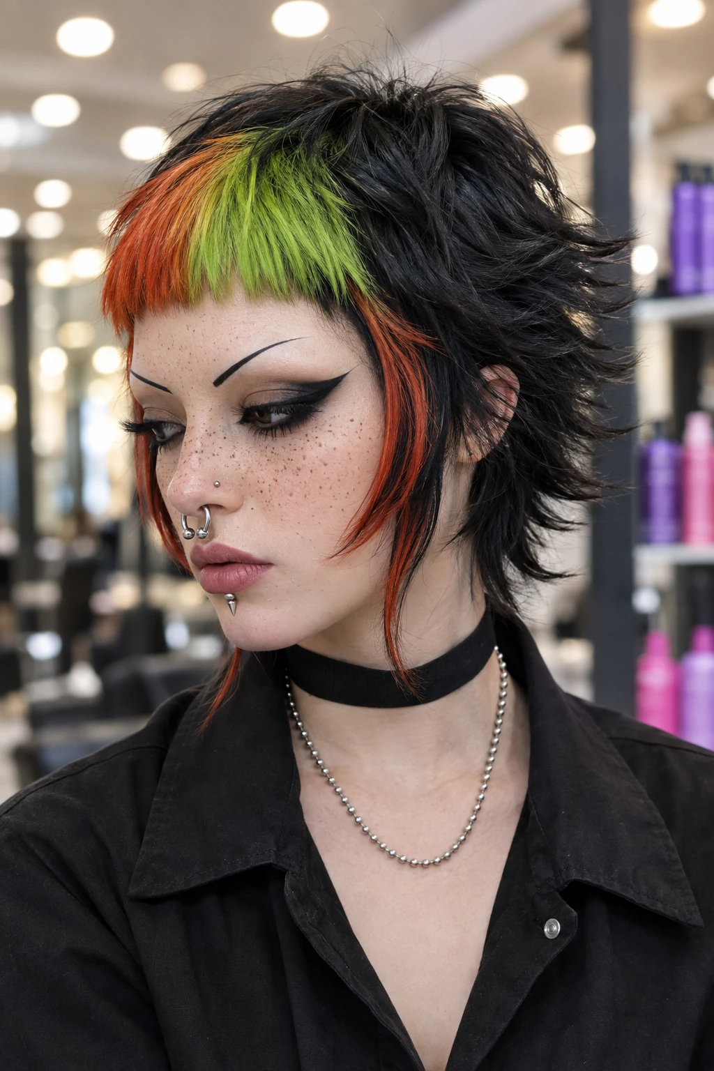 Punk Bixie with Neon Fringe Streaks