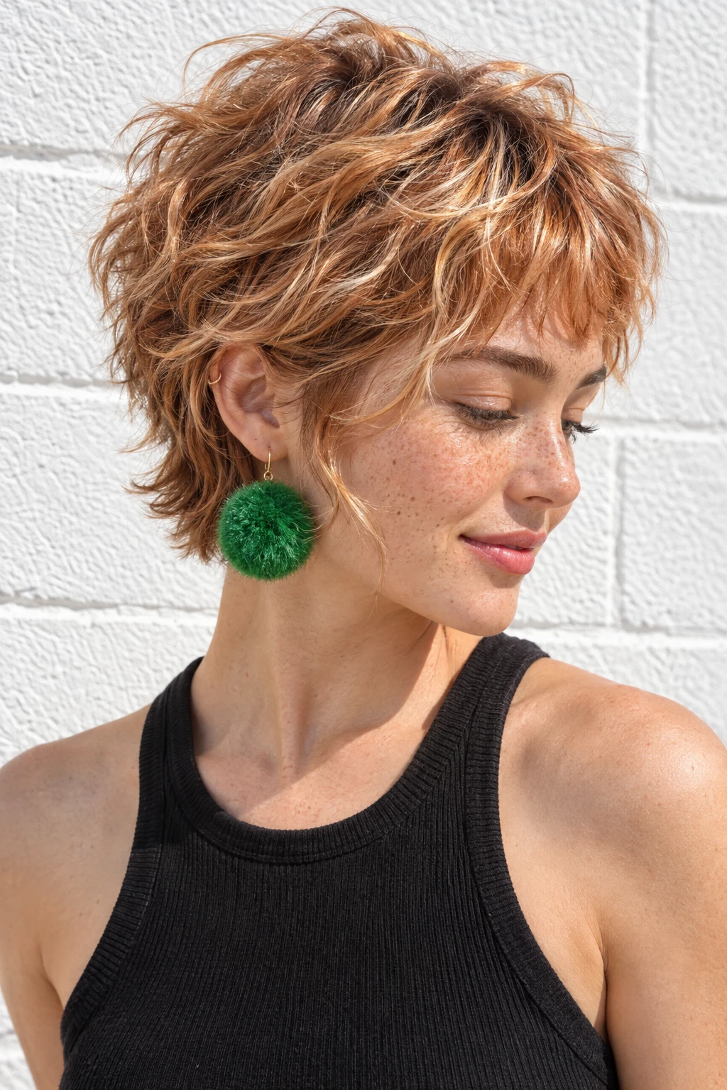 Copper Blonde Bixie with Playful Curls
